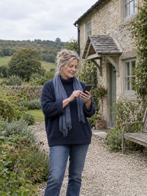 Cotswold stone house with a green door