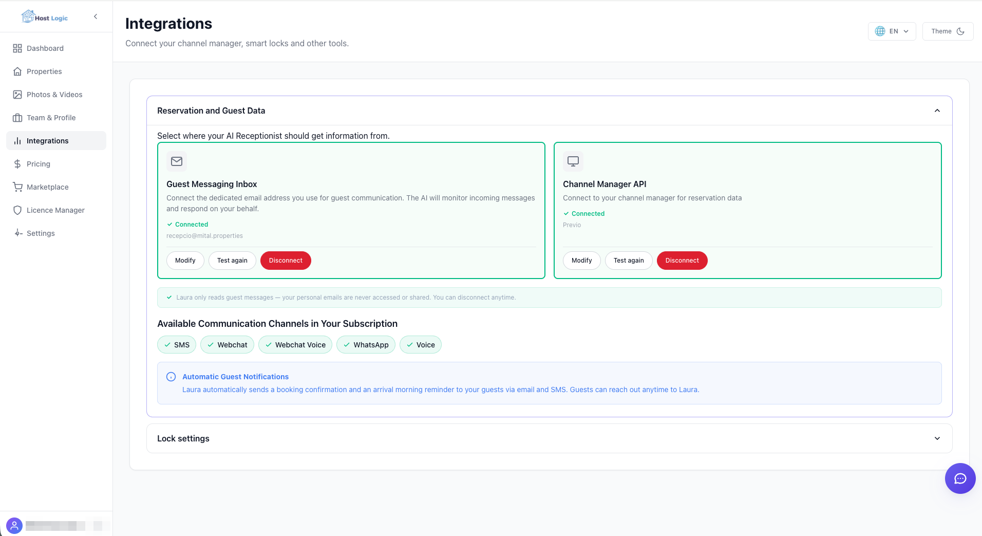 Guest inbox & channel manager
